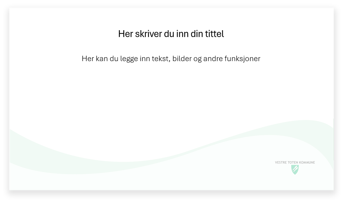 Bildeeksempel på en underside i Powerpoint under kommunens grafiske profil - Klikk for stort bilde